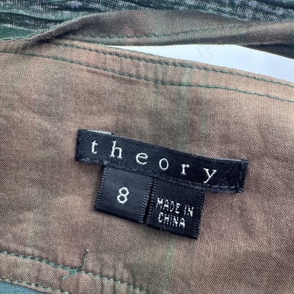 Theory Skirt Women 8 Green Brown Ombre Wrap Sash Tie Preppy Artsy Boho Hippie - Picture 9 of 14